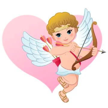 Cute cupid with heart shape Stock Illustration