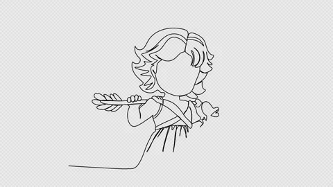 Cute cupid one line drawing animation. Video clip with alpha channel. Video stock 258284058