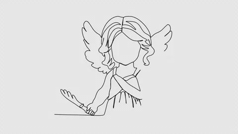 Cute cupid one line drawing animation. Video clip with alpha channel. Video stock 258284107