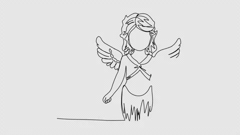 Cute cupid one line drawing animation. Video clip with alpha channel. Video stock 258284115