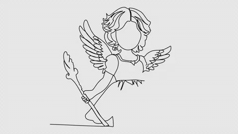 Cute cupid one line drawing animation. Video clip with alpha channel. Video stock 258284231