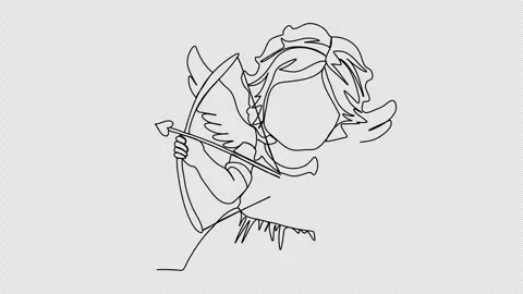 Cute cupid one line drawing animation. Video clip with alpha channel. Stock-Footage 258285615