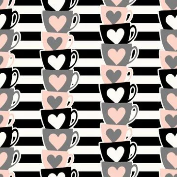 Cute Cups Pattern Stock Illustration