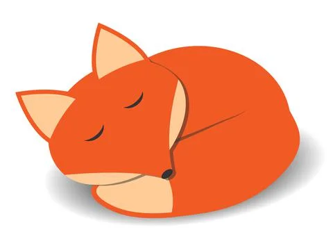 Cute curled up sleeping fox イラスト素材