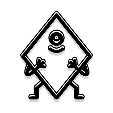 Cute cyclops monster character walking posing smiling Stock Illustration