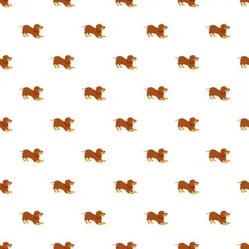 Cute dachshund dog seamless pattern playing Stock Illustration