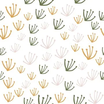 Cute dandelion flowers seamless pattern. Organic wallpaper. Scandinavian styl Stock Illustration