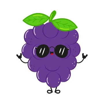 Cute Dark Blue Grape Sunglasses Cool Character Illustration 库存插图