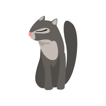Cute dark gray cat, funny pet character, furry human friend vector Illustration Stock Illustration