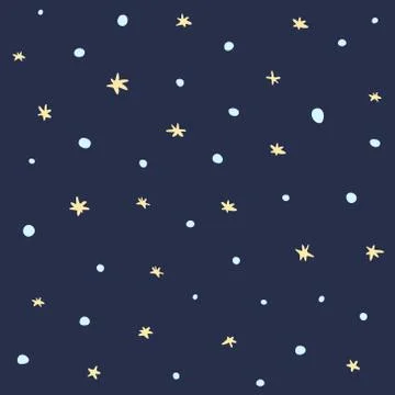 Cute dark seamless pattern with snow and stars. Stock Illustration