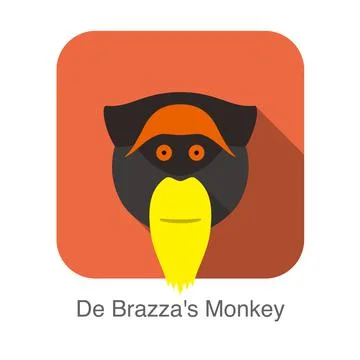 Cute De Brazza' s monkey face flat icon design, vector illustration Stock Illustration