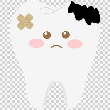 Cute decayed tooth cartoon illustration with facial expression Stock-Illustration