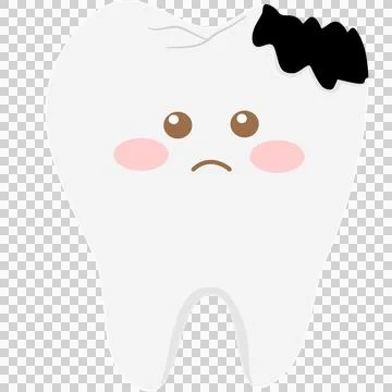 Cute decayed tooth cartoon illustration with facial expression Stock-Illustration