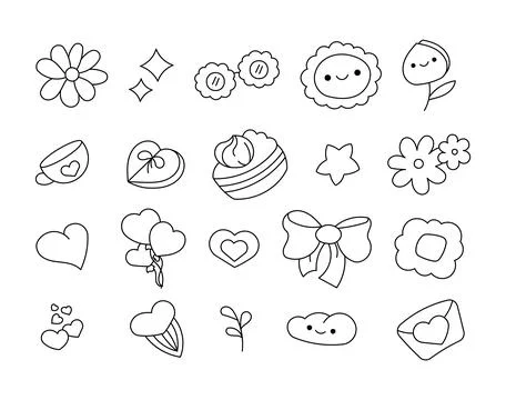 Cute decorative cartoon design elements Illustrazione stock