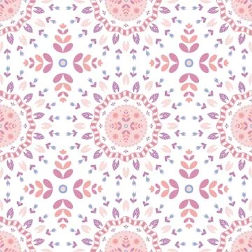 Cute decorative floral pattern. Pink abstract flowers seamless print イラスト素材