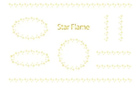 Cute Decorative Line Frames with Stars and Ribbons  Hand Drawn Border Eleme.. Stock Illustration