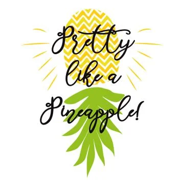 Cute decorative print with pineapple. Summer fresh design with juicy and swee Illustrazione stock