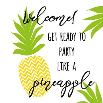 Cute decorative print with pineapple. Summer fresh design with juicy and swee Stock Illustration