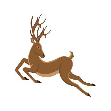 Cute Deer Cartoon Running. Reindeer Moving. Leaping Stag Stock Illustration