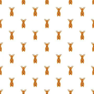 Cute deer character standing in a seamless pattern Stock Illustration