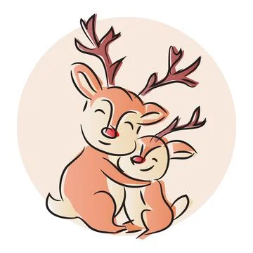 Cute Deer Drawing and Vector Illustration Stock Illustration