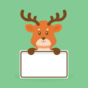 Cute Deer Holding Blank Text Board Stock Illustration