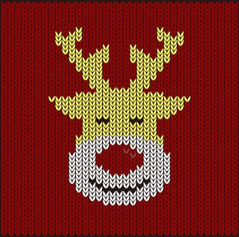 Cute deer on the knitting pattern, Happy new year, vector illustration Stock Illustration