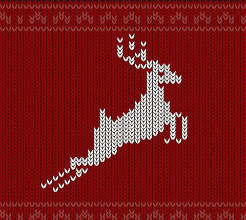 Cute deer on the knitting pattern, Happy new year, vector illustration Stock Illustration