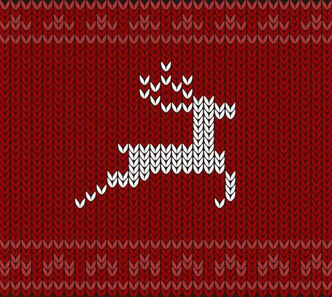Cute deer on the knitting pattern, Happy new year, vector illustration Illustrazione stock
