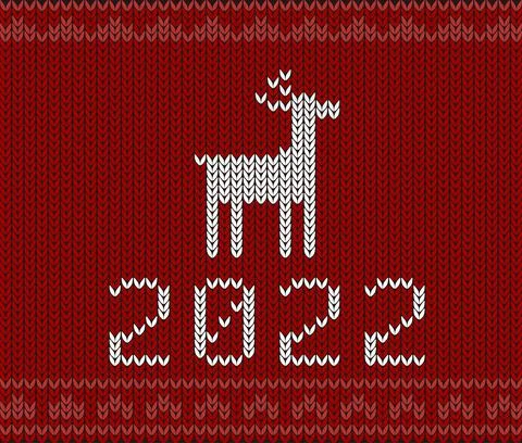 Cute deer on the knitting pattern, nordic seamless Christmas pattern, vector  Illustrazione stock