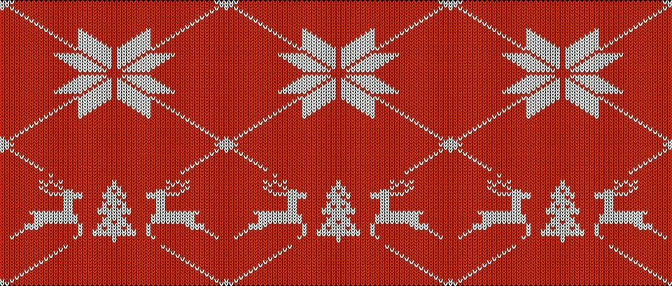 Cute deer on the knitting pattern, nordic seamless Christmas pattern, vector  Stock-Illustration