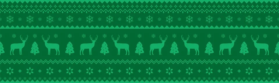Cute deer on the knitting pattern, nordic seamless Christmas pattern, vector  イラスト素材