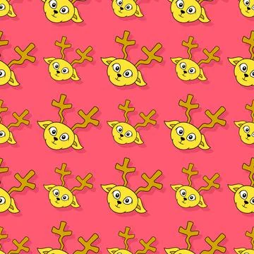 Cute deer seamless repeat pattern. background illustration Illustrazione stock