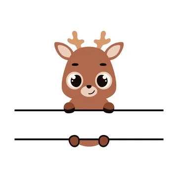 Cute deer split monogram. Funny cartoon character for shirt, scrapbooking, .. Stock Illustration