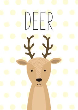 Cute Deer. Vector illustration. Funny poster, card Stock Illustration