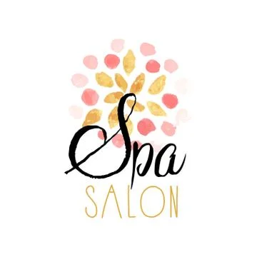 Cute delicate logo design with abstract pattern for spa salon. Label with gentle 스톡 일러스트