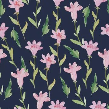 Cute delicate pattern with watercolor painted flowers for textile, fabric Stock Illustration