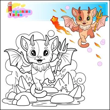 Cute Demon Cat Stock Illustration