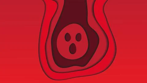 Cute Demon Papercut Layers Vector Illustration. Abstract Background Design .. Illustrazione stock