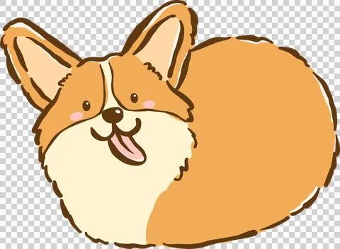 Cute Derp Corgi on Bread Loaf Shape Hand Drawn 스톡 일러스트