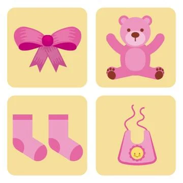 Cute design elements for baby shower Stock Illustration