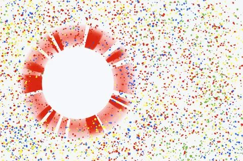 Cute design with rainbow pattern. Chaotic uneven spots or seamless dots, 스톡 일러스트