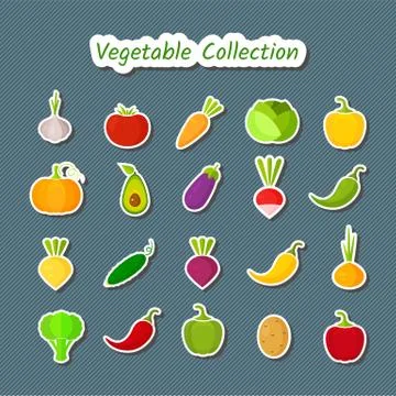 Cute design vegetable icon set of isolated patches Stock Illustration
