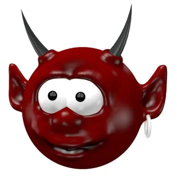 Cute devil head - 3d cartoon illustration Stock Illustration