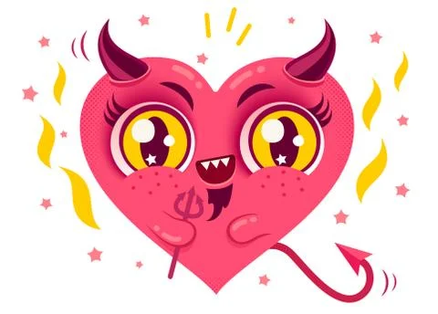 Cute devil heart 스톡 일러스트