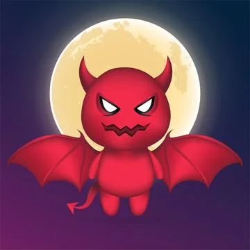 Cute devil kids vector. Cute demon kid vector. Halloween costume vector Stock Illustration