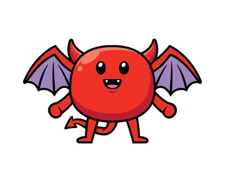 Cute devil mascot character design vector Stock Illustration