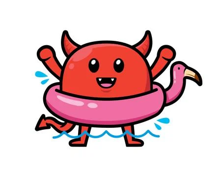 Cute devil mascot character design vector Stock Illustration