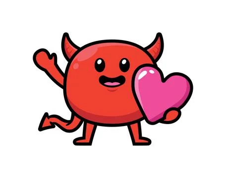 Cute devil mascot character design vector Stock Illustration