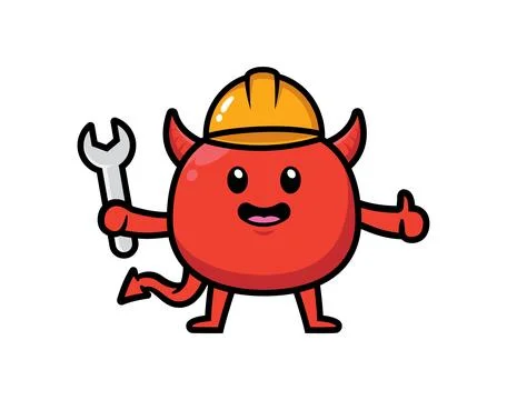Cute devil mascot character design vector Stock Illustration